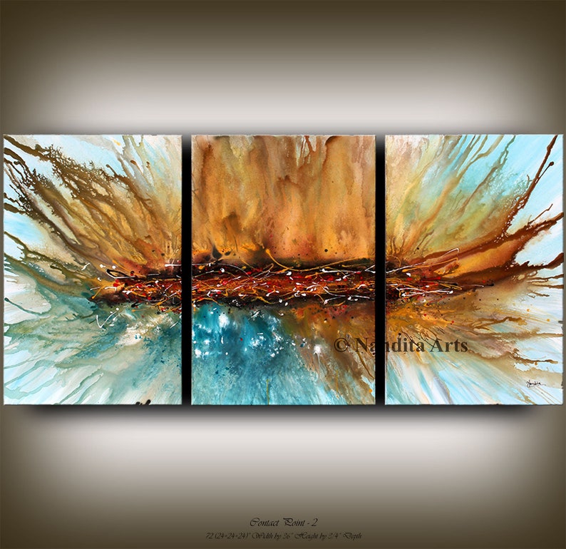 Large Blue Purple And Orange Wall Art 72 Abstract Painting On Canvas Contemporary Handmade Oil Modern By Nandita