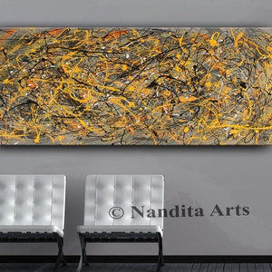 Acrylic Painting Jackson Pollock Abstract Painting 96 Handmade Blue Luxury Style Large Modern Wall Art Unique Living Room Décor image 6