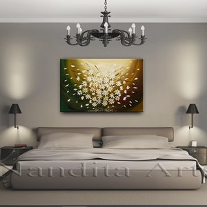 Daisy Flower Wall Art Landscape Painting on Canvas, Original Wall Art Modern Bedroom Wall Art by Nandita Albright image 4