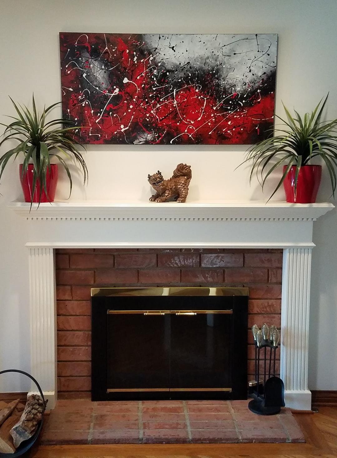 Abstract Artwork Red Jackson Pollock Art, Acrylic Painting