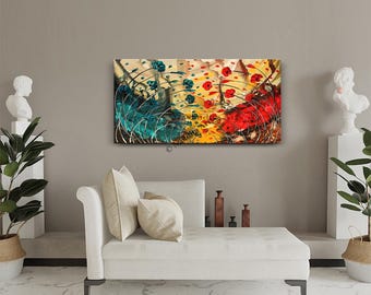 48"x24" Textured Flower Artwork Stretched and mounted.