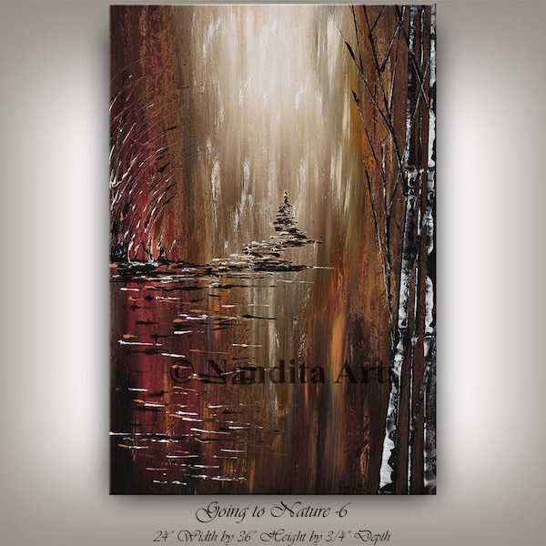 Birch Tree Landscape Painting: Large Nature Scene Acrylic Wall Art