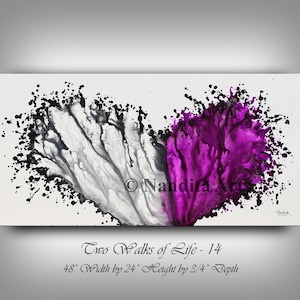 Purple Fuchsia Abstract Painting on Canvas – Modern Wall Art – Bold Colorful Home Decor – Hand-Painted Contemporary Artwork