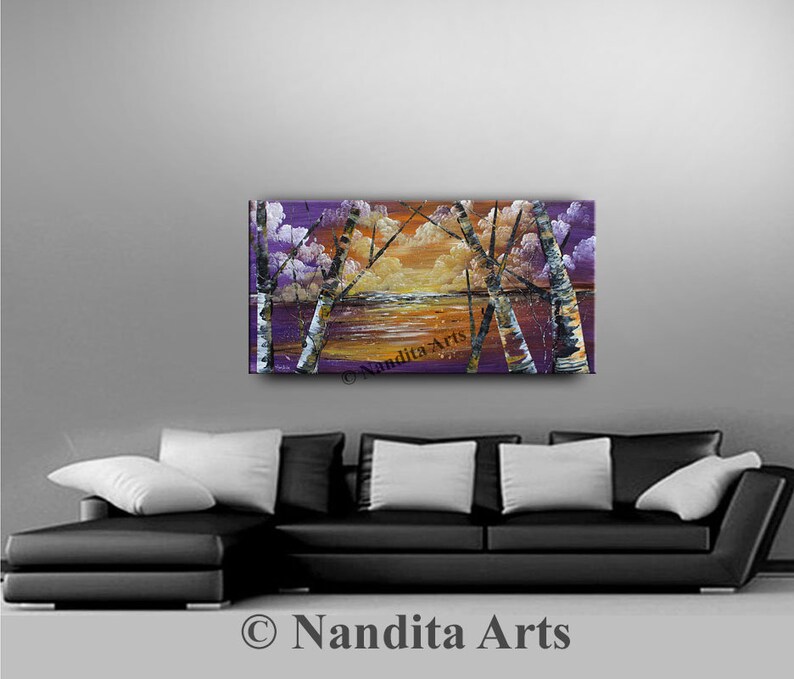 Purple Large Abstract Landscape Sunsets Wall Art Sunset Wall Etsy