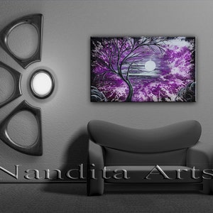 Purple Canvas Wall Art Original Landscape Art Watercolor - Etsy