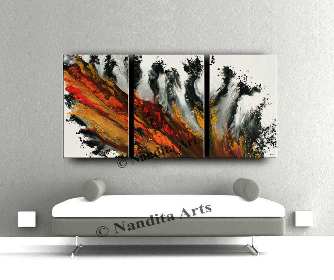 Red Orange Modern Wall Art 72 Acrylic Painting on Canvas Etsy