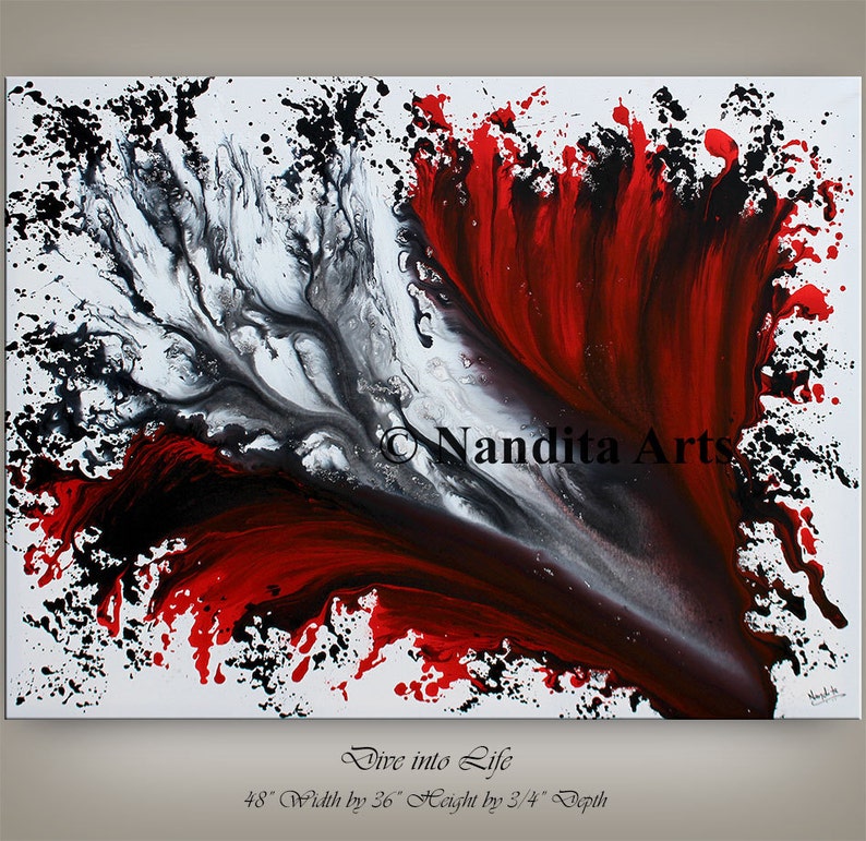 Sale Wall Art Acrylic Painting Painting Red Wall Decor Etsy