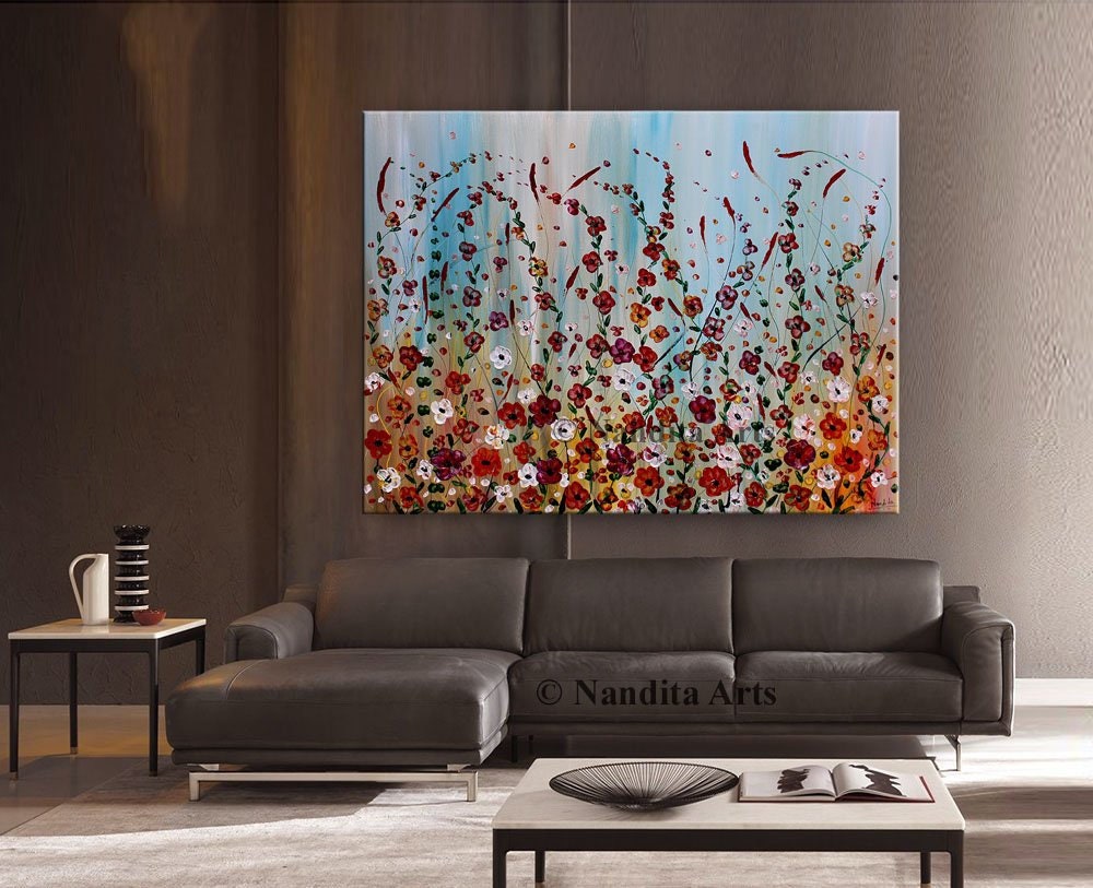 Large Flower Painting Canvas Wall Art Textured Painting on | Etsy