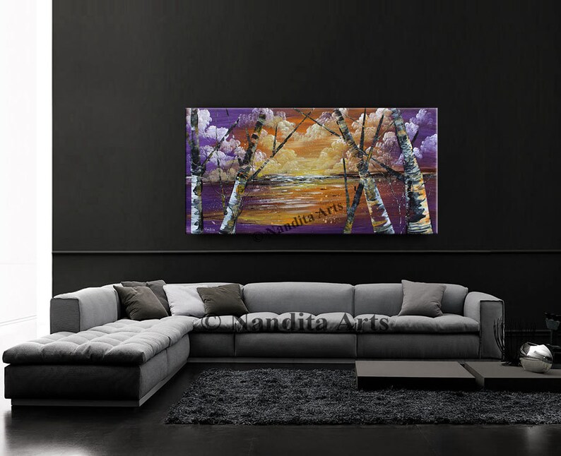 Purple Large Abstract Landscape Sunsets Wall Art Sunset Wall Etsy