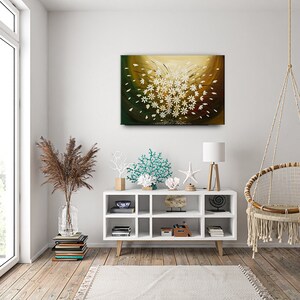 Daisy Flower Wall Art Landscape Painting on Canvas, Original Wall Art Modern Bedroom Wall Art by Nandita Albright image 3