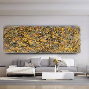 Acrylic Painting Jackson Pollock Abstract Painting 96 Handmade Blue Luxury Style Large Modern Wall Art Unique Living Room Décor image 4