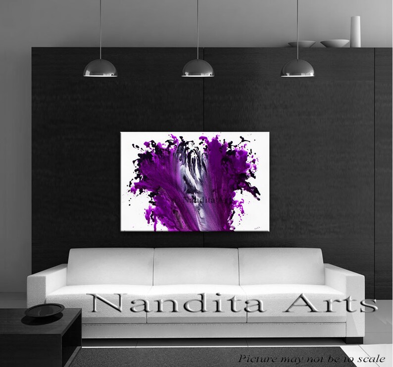 Fuchsia Wall Art Purple Painting for Bedroom Purple Abstract Etsy