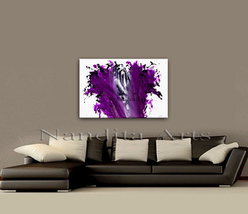 Fuchsia Wall Art Purple Painting for Bedroom Purple Abstract Etsy
