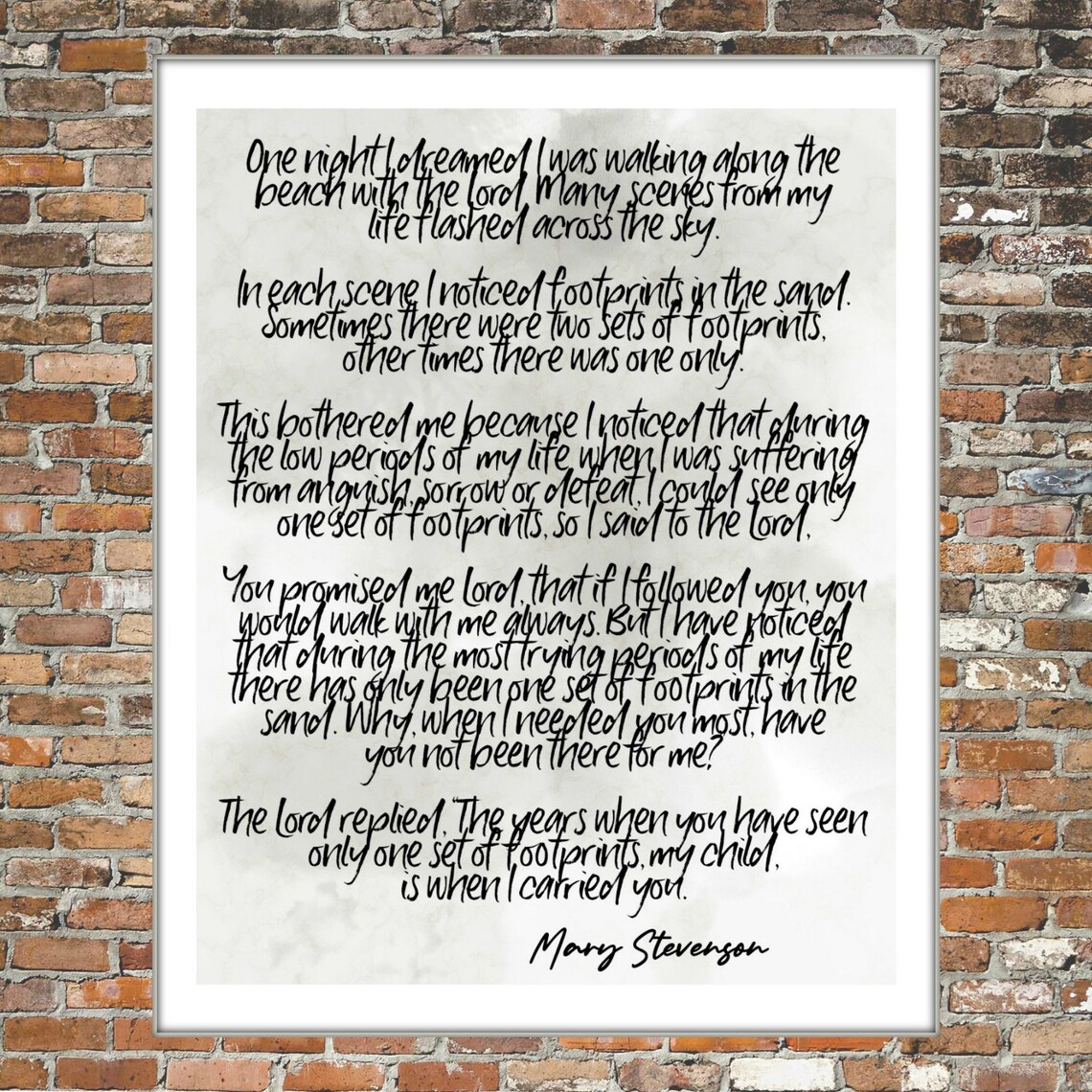 FOOTPRINTS in THE SAND Mary Stevenson quote digital print Etsy