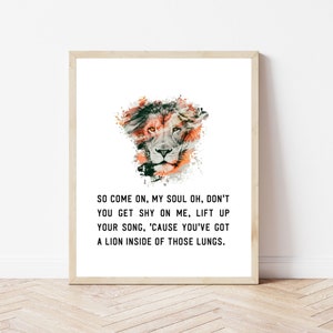 Brandon Lake, Lion Inside Verse, song lyric, digital print, CCM print, CCM quote, Brandon Lake Quote,Lion Quote, Christian quote, Christian