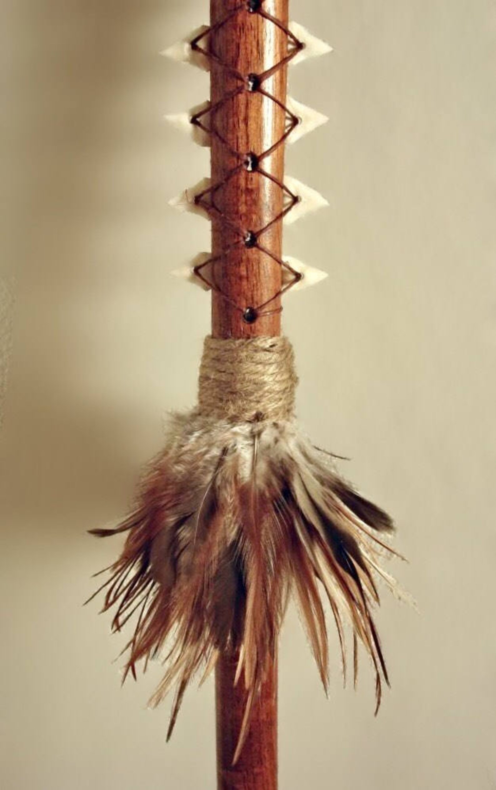 5ft Koa Wood Spear with Shark Teeth & Feathers Leiomano Etsy