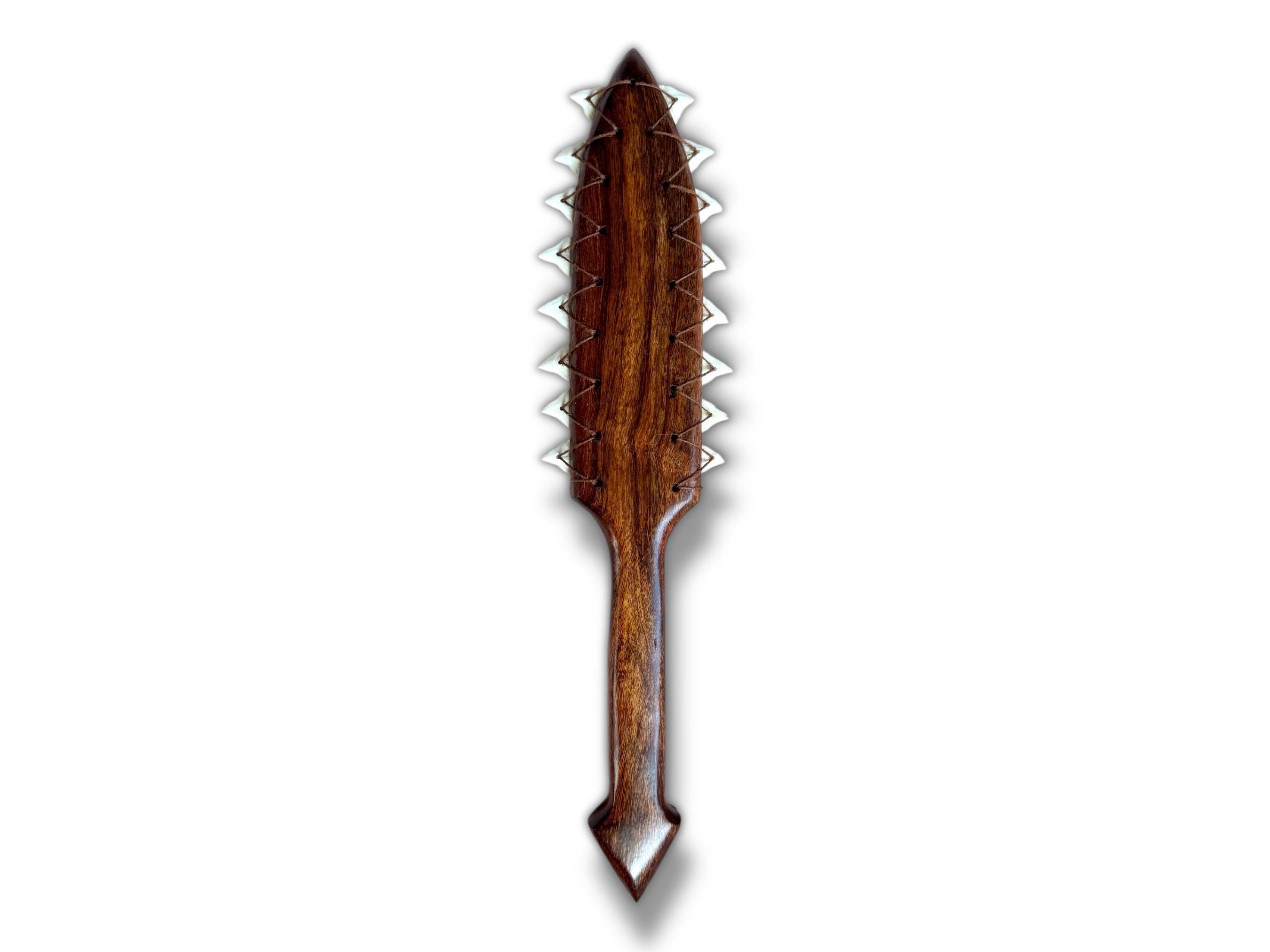 Mahogany Leiomano with authentic Tiger Shark Teeth - Hawaiian Collectible