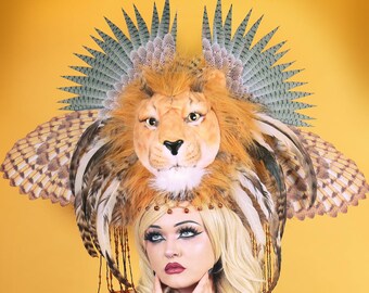 Headwings/ Head Wings/ Headdress/ Headpiece/ Lion Headdress/ Lion King Headdress/ Chimera/ Winged Lion/ Lion Crown