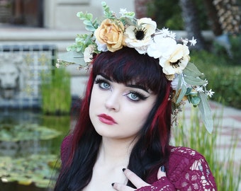 Flower Crown/ Flower Headdress/ Floral Headdress/ Day of the Dead/ Hippie/  Flower Child/ Bridal/ Bohemian/ Hair Wreath/ Flower Head Piece/