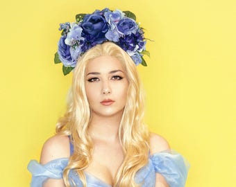 Flower Crown/ Flower Headdress/ Floral Headdress/ Cinderella costume/Renaissance /Day of the Dead/ Bridal/Bohemian/ Flower Head Piece/