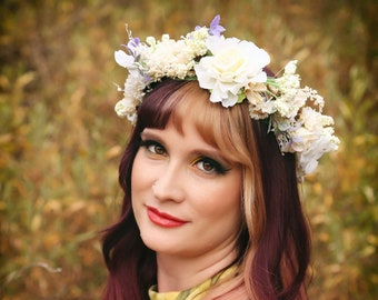 Corona di fiori / Copricapo floreale / Corona nuziale / Corona nuziale / Sposa / Boho / Ghora dei capelli / Pezzo di testa di fiore /
