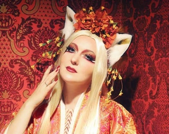 Fox Ears/ Wolf Ears/ Cat Ears/ Kitsune/ Cosplay Ears/ Flower Crown/ Headdress/ Headpiece /Kitsune Ears/ Fox Girl/ Fox Cosplay/