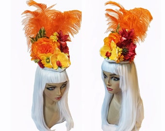 Tropical Headpiece/Floral Hat/ Pinup Style Hat/ Pinup Hair Piece/ Tropical Style/ Tiki Style/ Chiquita Banana/ Frida Kahlo/ Carmen Miranda/