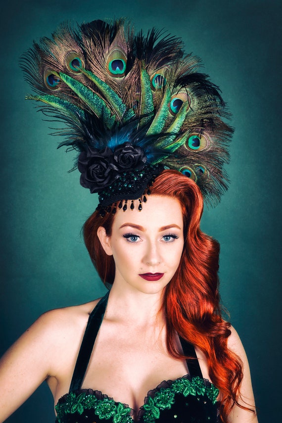 Peacock Headdress/ Peacock Hat / Derby Hat/ Feather 