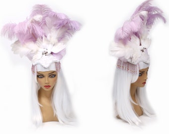 Showgirl Headpiece/ Feather Headdress/ Feather Headpiece/ Circus Headpiece/ Bird Hat