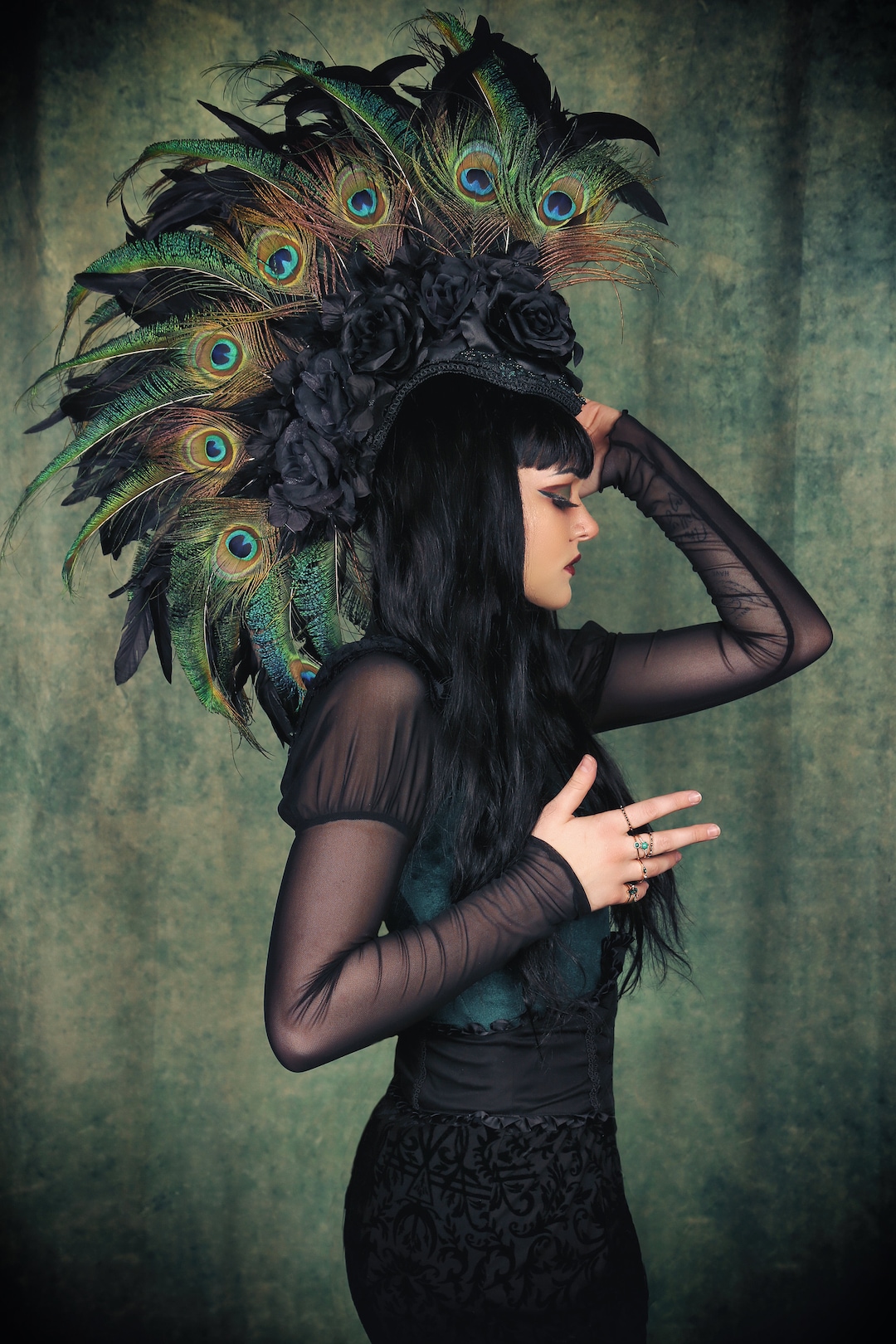 Peacock Headdress/ Peacock Headpiece /feather Mohawk/ Feather Headdress ...