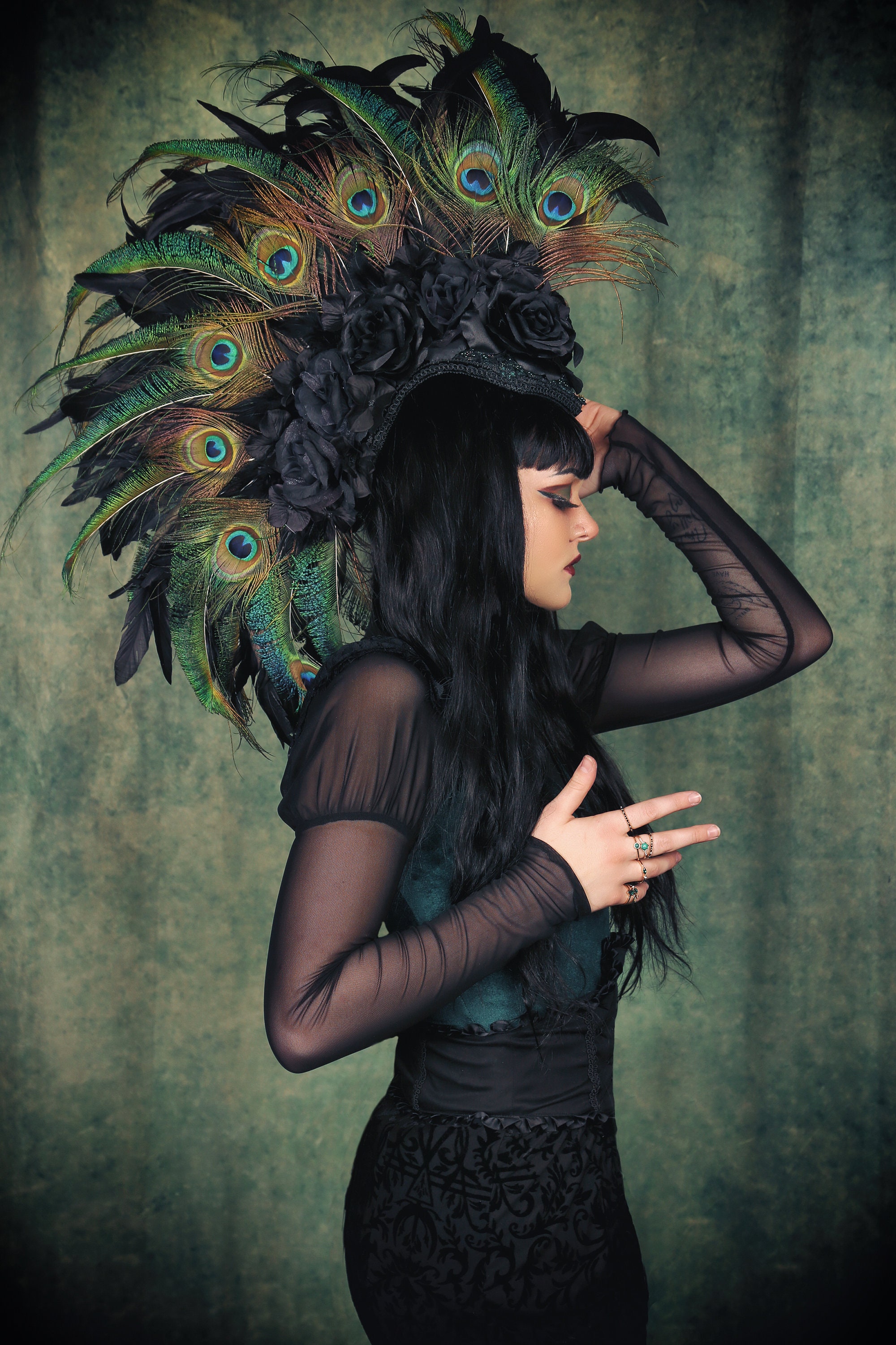 Peacock Headpiece /Feather Mohawk 
