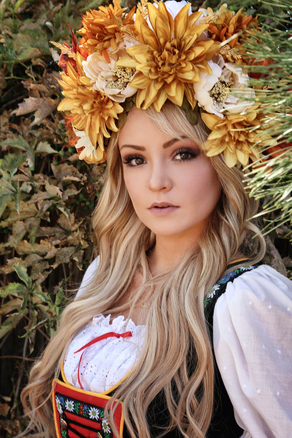 Headdress Example Floral Headdress/ READY TO SHIP/ Flower Crown/ Flower Headdress/ Frida ...