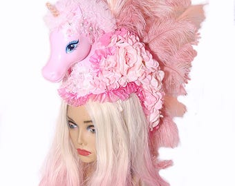 Unicorn Headdress/ Unicorn Headpiece/ Pink Pony Club/ Pink Pony Headpiece/ Pink Pony Costume