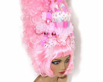 Marie Antoinette Wig/ Powdered Wig/ Rococo Wig/ Baroque Wig/ Candy Wig/ French Style/Pink Wig/Cupcake Wig