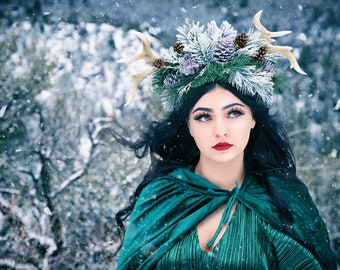 Flower Crown/ Flower Headdress/ Floral Headdress/ Day of the Dead/ Antlers/ Bridal/ Bohemian/ Hair Wreath/ Flower Head Piece/Faun/ Fawn/