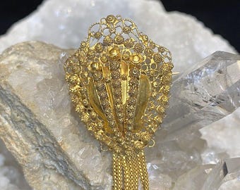 14k Gold Antique 1880&#39;s Filigree Brooch