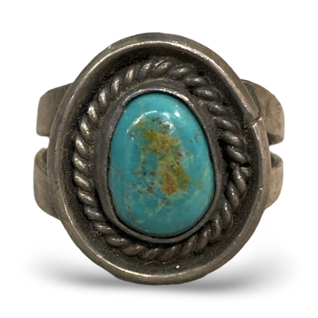 Native American Turquoise Sterling Silver Vintage Ring Size 8 - Etsy