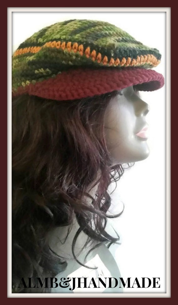 Crochet Newsboy Cap Camo Cap Kangol Style Cap Crochet Etsy