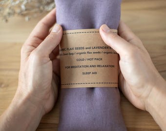 Lavender Eye Pillow Linen Sleep Mask, Yoga Meditation Eye Pillow, Organic Flax Seed Relaxation Mask, Stress Relief Self Care Gift for Her