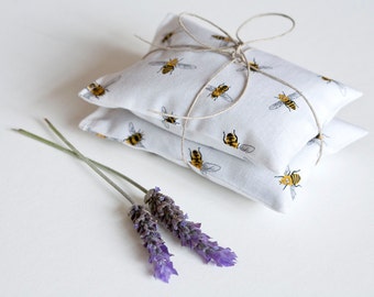 Bees Lavender sachet set  - Herb sachet cotton - Drawer Aroma sachet  - Favor - Organic Lavender bag - Gift sachet