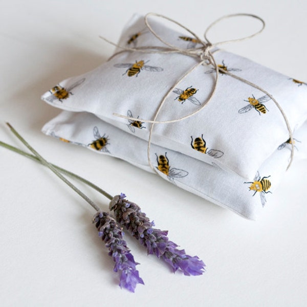 Bees Lavender sachet set  - Herb sachet cotton - Drawer Aroma sachet  - Favor - Organic Lavender bag - Gift sachet