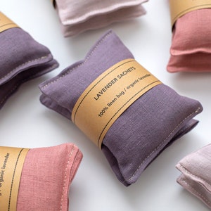 Set di sacchetti di lino e lavanda - Sacchetto di lavanda biologica aromatizzata - Regali di Natale - Sacchetto regalo di ringraziamento - Sacchetto di lino - Regalo per collega