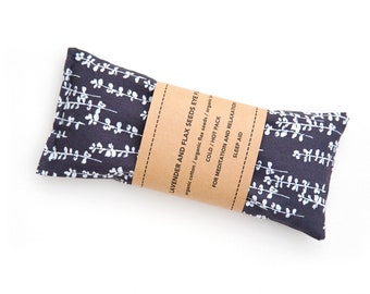 Organic Eye pillow - Gift for mom - Spa gift - Lavender Eye Pillow - White twig - Relaxation - Sleep Aid - Yoga - Organic cotton flax pillow