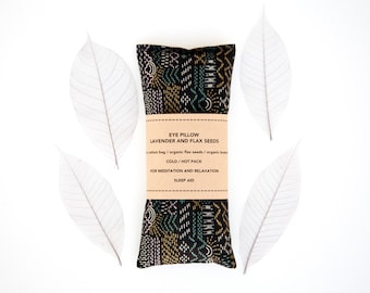 Organic Lavender Eye Pillow - White Twig Print, Flax Seed Fill