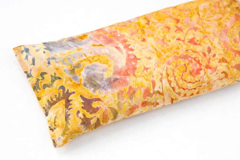 Lavender Eye Pillow, Heating pad, Eye Pillow, Spa Gift, Sleep Aid, Organic flax pillow, Relaxation, Savasana, Eye mask, Golden paisley image 3