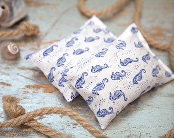 Lavender sachet - Nautical sachets - Seahorse sachet - Lavender bag - Drawer sachet  - Beach Party Favor - Organic Lavender - Scented sachet