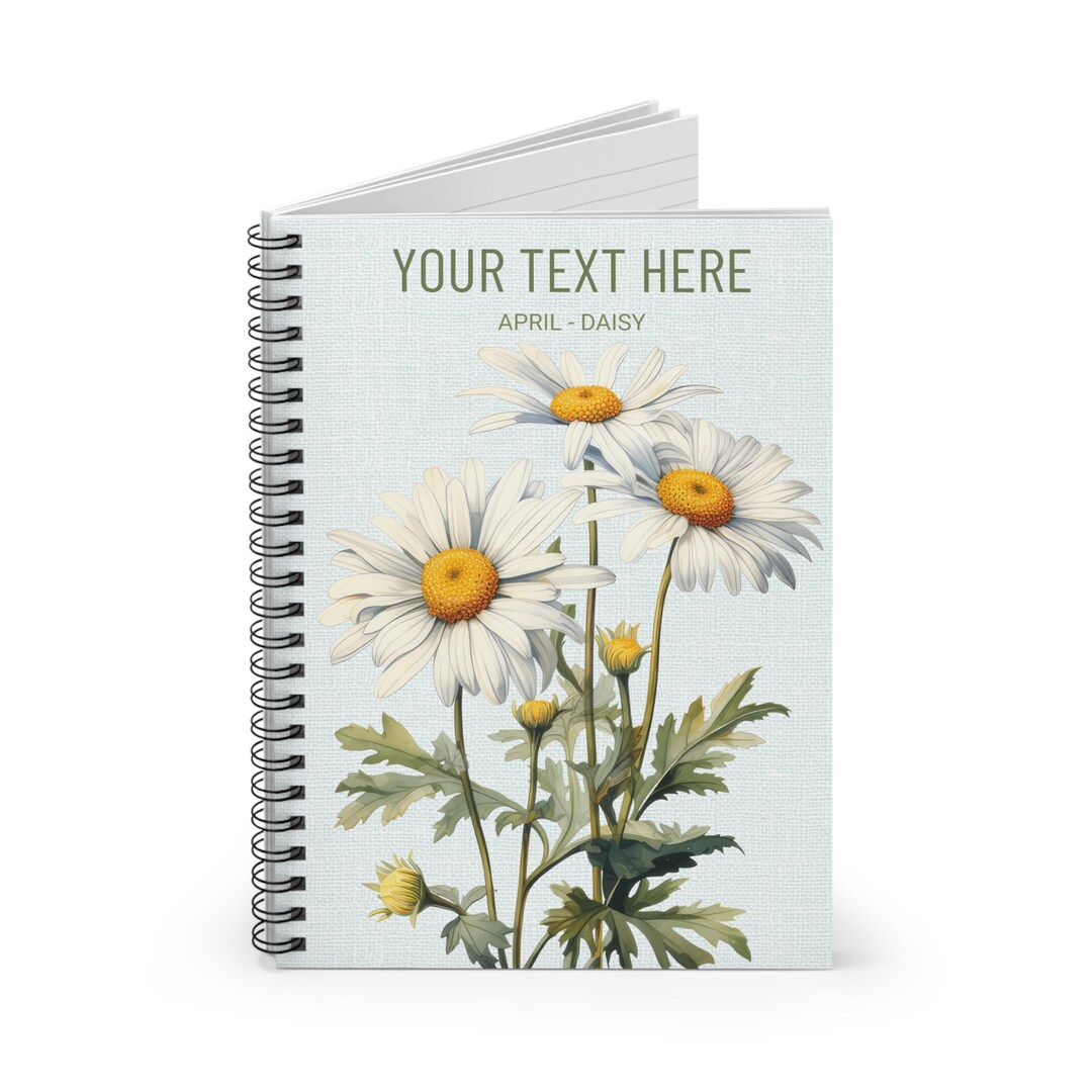 Notebook April April Birth Flowers Daisy Personalized Spiral Notebook 118 Page Journal ...