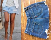 28 Waist Vtg 1970 39 s S Levi 39 s Big E skirt perfect fade indigo cut off denim boyfriend festival