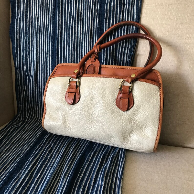 Vintage Liz Claiborne ivory grain leather cinnamon trim Purse | Etsy
