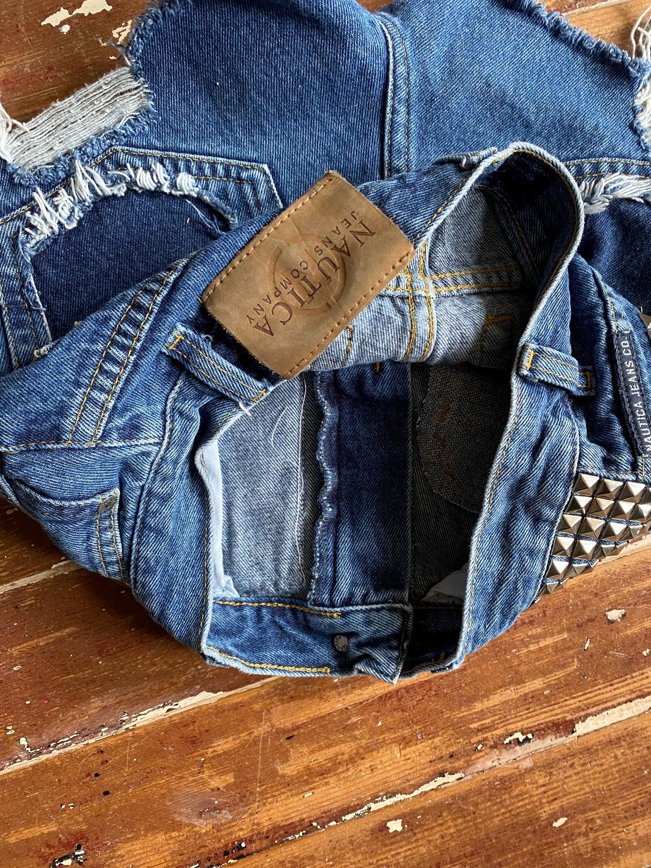 Union Jack Denim Shorts, Studded Punk Style, Size XS - Etsy